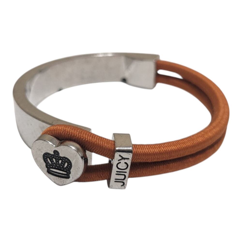 Juicy Couture Silver Tone & Orange Costume Bracelet Stretch Adjustable‎